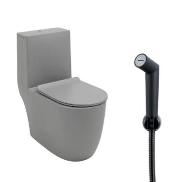 Imagem de Pingoo.casa, Kit Vaso Sanitário Monobloco Amazonita com Ducha Higiênica Apa - Cinza e Preto