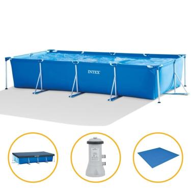 Imagem de Piscina Estrutural Retangular 7.127 Litros com Filtro + Capa + Forro Pvc Armação Intex