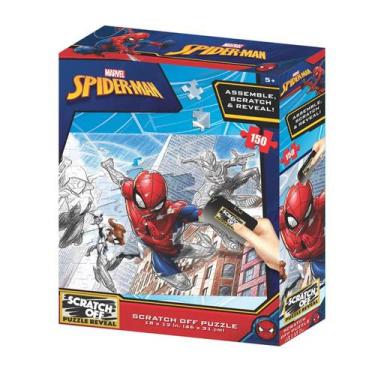 Imagem de Brinquedo Quebra-Cabeça Scratch-Off Homem Aranha Zipper Box 150 Peças 
