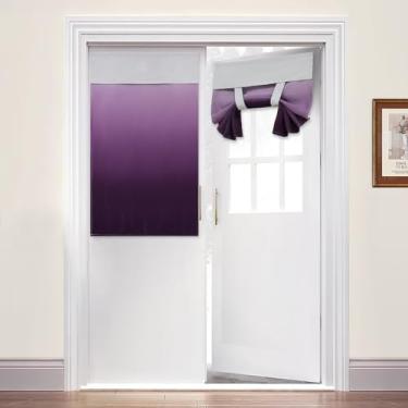 Imagem de Yakamok Cortinas de porta roxas para escurecimento de ambiente ombré para pequenos ímãs de janela de cozinha, isolamento térmico, persianas, bloco de luz, cortina de enrolar para pátio/janela de porta