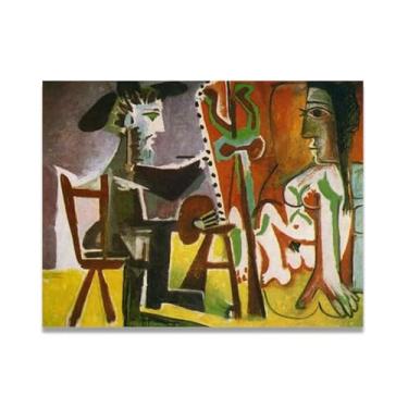 Imagem de LKXGRRSFG Painter And His Model Diego Rivera Murals – Arte do Realismo Socialista Mexicano, Muralista do Século 611, Coleção Clássica do Museu de Nova York para Decoração de Casa 69,8 x 91 cm