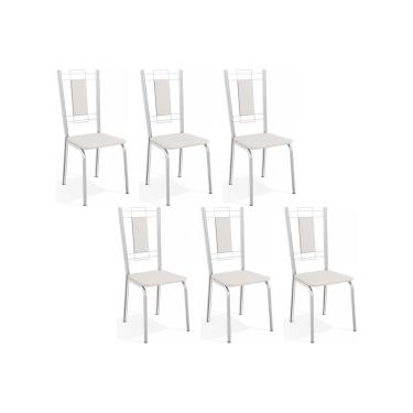 Imagem de Cadeira de Cozinha Florença C005 Kit 6 Un Cromada/Branco 106 - Kappesberg