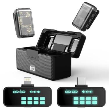 Imagem de Bietrun Microfone Lavalier sem fio para iPhone/Android/iPad, com cancelamento de ruído e eco, 48 kHz 24 bits, alcance de 50 metros, tempo de funcionamento de 30H, microfone protable para TikTok