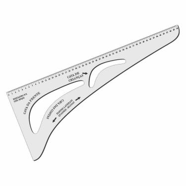 Imagem de Esquadro Numero 2 Alfaiate Régua Costura Cavas 2 Acrilico