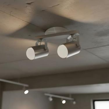 Imagem de Novo Spot No Trilho Para 02 Lampadas - Direcionavel 360 Graus (Alumínio Escovado)