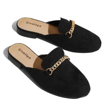 Imagem de Mocassins femininos Mules de largura larga sem costas nuas tamanho extra largo para pés largos gordos preto leopardo tabela de tamanhos para tamanho 6-13 detalhes, Preto, 7 Wide
