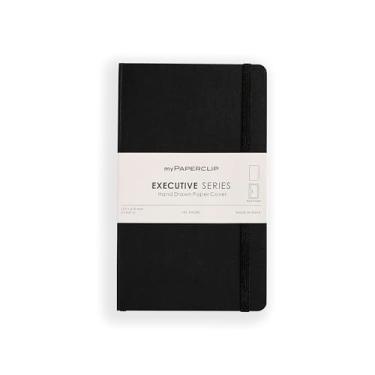 Imagem de myPAPERCLIP Caderno liso médio da série executiva | 192 páginas, 80 g/m2, capa macia, tamanho médio (12,7 x 21 cm) | Base plana | Marcador, fecho elástico e bolso traseiro | Preto