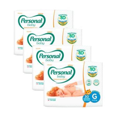 Imagem de Kit 4 Fralda Personal Baby Premium Protection Tamanho G com 30 Unidade
