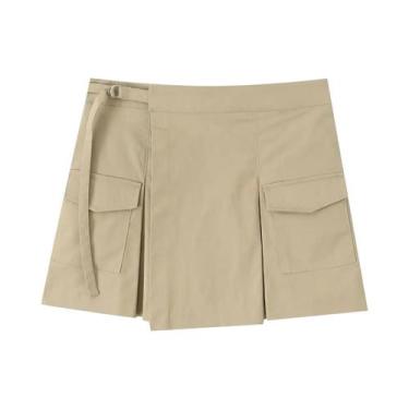 Imagem de Calças Culottes Femininas De Cintura Alta Com Pregas Largas, Moda Casu