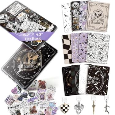 Imagem de Kaciola 12 peças de cartolina para leitor eletrônico, 50 adesivos para inserção de capa transparente, inserções de tema de fantasia de 15,7 x 11,9 cm, compatíveis com E-Reader Basic, presentes para