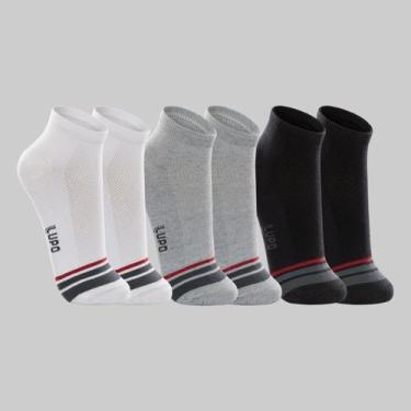 Imagem de Kit 3 Pares de Meias Lupo Cano Curto 03225-089, Preto, Cinza, Branco, 