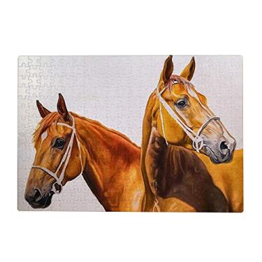 Imagem de ColourLife Quebra-cabeça de arte presente para adultos, adolescentes, cavalos marrons foto, jogos de quebra-cabeça de madeira, 500 peças, multicolorido