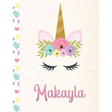 Imagem de Makayla: Personalized Unicorn Primary Handwriting Notebook For Girls With Pink Name - Dotted Midline Handwriting Practice Paper - Kindergarten to ... - Grades K-2 Composition School Exercise Book