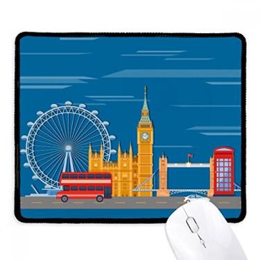 Imagem de London Eye Double Decker Buses Graffiti Mousepad com borda costurada para jogos