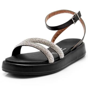 Imagem de Sandália Papete Feminina Casual Dia a Dia Conforto com Strass Flatform Vizzano 6506.109