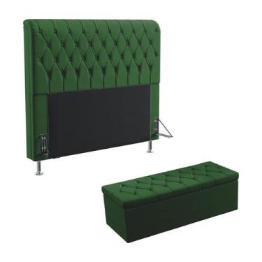 Imagem de Kit Cabeceira Estofada Decorativa Bellatrix 140 Para Cama de Casal e C