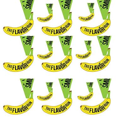 Imagem de Medalhas de corrida de corrida 5k com fita | Flavor Run Racing All Events | Molde de design de liga de zinco de qualidade | Prêmio troféu de fita infantil (dúzia (12) banana)