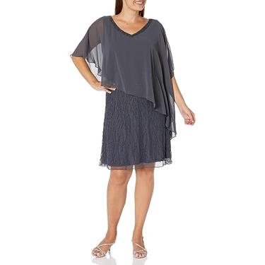 Imagem de J Kara Vestido feminino assimétrico curto com contas, Cinza Multi, 52