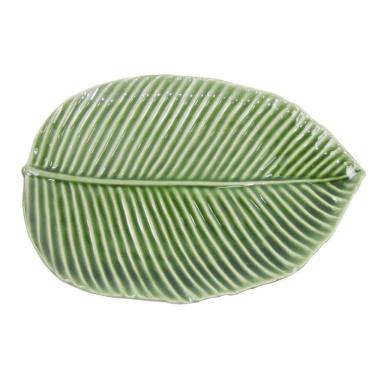 Imagem de Travessa De Cerâmica Folha Verde 25Cm