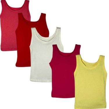 Imagem de Kit 5 Pçs Camiseta Regata Infantil Bebe Algodão Menino Menina - Bebe M
