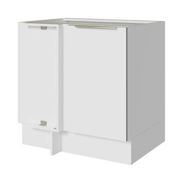 Imagem de Balcão de Canto Madesa Lux 1 Porta (Sem Tampo) - Branco/Branco Veludo
