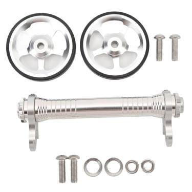 Imagem de Roda Extender a dobra telescópica dobrável barra de liga de alumínio ajustável Acessórios de ciclismo fácil para bicicletas scooters 2 rodas 1 pólo (Prata)