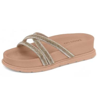 Imagem de Tamanco Feminino Flatform Conforto Tira Strass Beira Rio