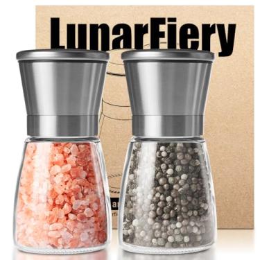 Imagem de Conjunto de moedor de sal e pimenta, saleiro grosso ajustável, moedores de sal e pimenta de vidro cerâmico premium [sem conteúdo de especiarias]