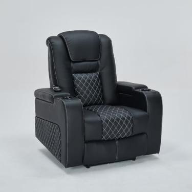 Imagem de Poltrona do Papai Elétrica Gamer Chicago com Aquecimento Massagem Porta Copos Entrada USB/USB-C PU Preto G94 - Gran Belo