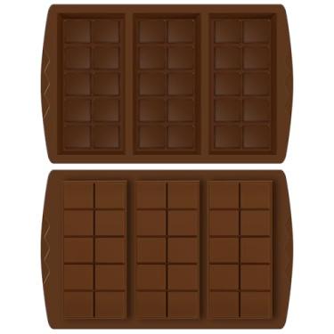 Imagem de 2 moldes de barra de chocolate, moldes de chocolate de silicone profundo, moldes antiaderentes, conjunto de barras de pressão de silicone grandes, moldes grossos de barra de chocolate para assar