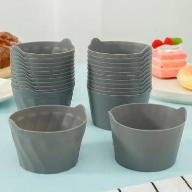 Imagem de 24 peças de molde de ovo de silicone para fritadeira a ar, moldes de ovo de fritadeira a ar com orelha aderente, ramequins de fritadeira de ar, copos de molde de ovo reutilizáveis para cozinha assar