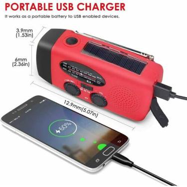 Imagem de Hand Crank de emergência Autoalimentado AM/FM NOAA Solar Weather Radio