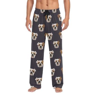 Imagem de Calças de pijama Ollabaky Dog Bulldog para homens Sleep Lounge PJs
