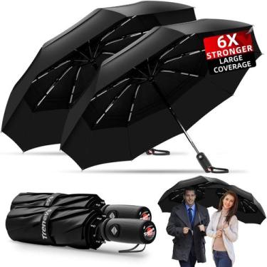 Imagem de Guarda-chuva de viagem Trenovo Windproof Compact Dobrável com Alça