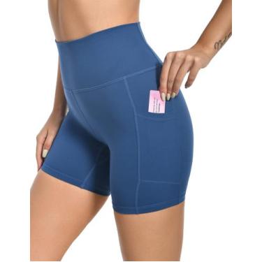 Imagem de Shorts de ioga YUNOGA, cintura alta, costura interna de 6 cm com bolso