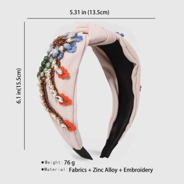 Imagem de Bandanas de cristal de strass barroco para mulheres bordadas - HUOGUO