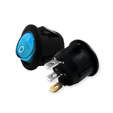 Imagem de 03 Botão Gangorra Redondo On/Off Luz Colorida KCD1-105 (Azul)