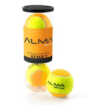 Imagem de Kit Com 3 Bolas Beach Tennis Stage 2 Pro Alma Genius