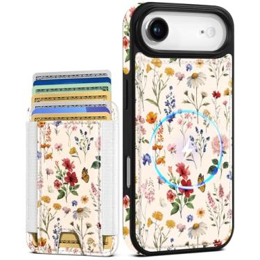 Imagem de Shorogyt Capa carteira para iPhone Air – Serve para 7 cartões, compatível com Magsafe Suporte magnético destacável para cartão de crédito de couro bonito capa de telefone feminina meninas para Apple