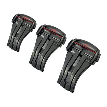 Imagem de JDIME Fivela de relógio de implantação em ouro rosa preto de 16 mm, 18 mm, 20 mm, pulseira de borracha, aço prateado, ferramentas de presente (preta, 16 mm)