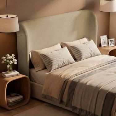 Imagem de Cabeceira Para Cama Box King Size Liah 195cm Chenille Bouclê Pérola - Desk Design