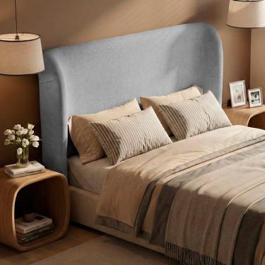 Imagem de Cabeceira Para Cama Box Casal Padrão Liah 140cm Linho Cinza - Desk Design