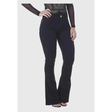 Imagem de Calça jeans feminina flare petit - Luarosa modas , Preto, 42