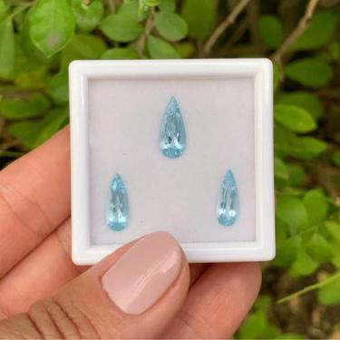 Imagem de Água Marinha Azul Gota SET 3,40ct - SP GEMAS