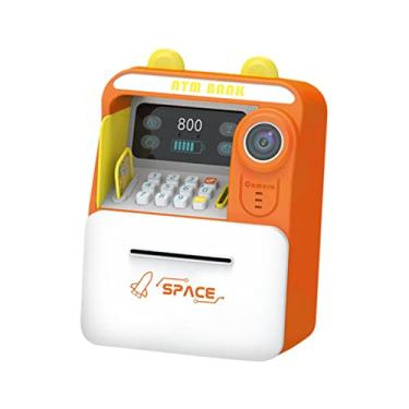 Imagem de Vaveren Cofrinho infantil mini caixa eletrônico senha digital de aprendizado precoce caixas de dinheiro com rolagem automática caixa de economia de dinheiro, laranja
