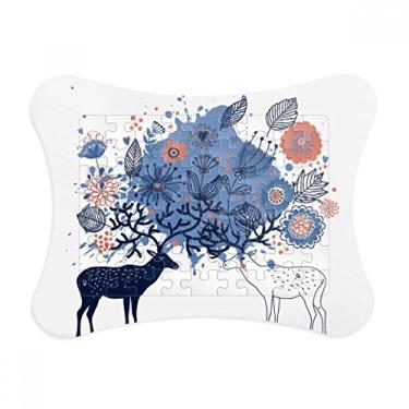 Imagem de Moldura de quebra-cabeça para casal alce folhas de alce planta decoração de imagem enfeite de quebra-cabeça