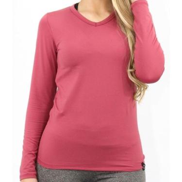 Imagem de Camiseta Dry Feminina Térmica Gola V Manga Longa Leve Frio-Feminino