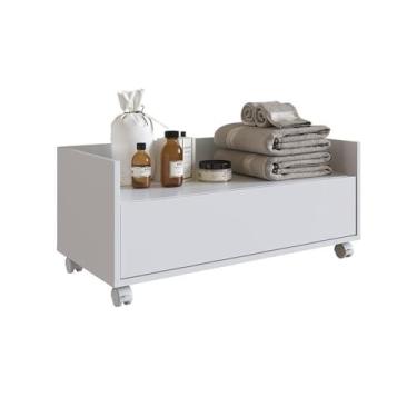Imagem de Gabinete Banheiro 60cm com Rodinhas e Gaveta Arte Cas Branco