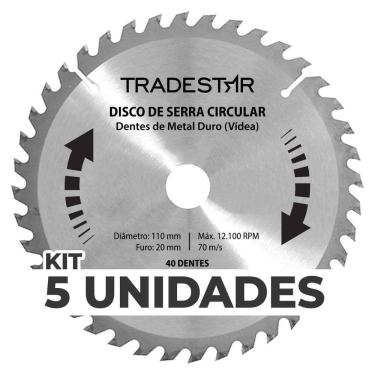 Imagem de Kit 5 Discos Serra Circular Madeira 40 D 110x20mm Makita
