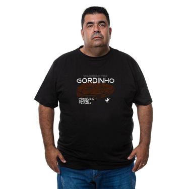 Imagem de Camiseta Plus Size Algodao Masculina Valoriza O Teu Gordinho Com Abridor De Garrafas Integrado